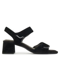 Sandały Tamaris. Czarne sandały damskie Tamaris, bez wzorów, bez obcasa, na słupku, bez zapięcia. Za 289.99 zł.
