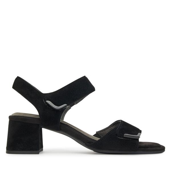 Sandały Tamaris. Czarne sandały damskie Tamaris, bez wzorów, bez obcasa, na słupku, bez zapięcia. Za 289.99 zł.