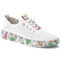 Półbuty damskie Artiker, skóra naturalna ażurowa cholewka klasyczne sznurowanie lekka elastyczna podeszwa miękka wkładka ozdobna kolorowa podeszwa, b. Białe półbuty damskie Artiker, w ażurowe wzory, ze skóry, eleganckie, bez obcasa, bez zapięcia. Za 169.90 zł.