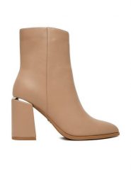 Nine West Botki CEO-JASMIN-01 Beżowy. Brązowe botki damskie Nine West, bez wzorów, z materiału, bez obcasa, na słupku, bez zapięcia. Za 279.99 zł.