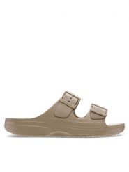 Crocs Klapki Saturday Sandal W 213586 Beżowy. Brązowe klapki damskie Crocs, bez wzorów, z tworzywa sztucznego, bez obcasa, bez zapięcia. Za 169.99 zł.