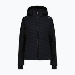 Kurtka narciarska damska CMP 35W0166 Zip Hood. Czarne kurtki sportowe damskie CMP, na zimę, bez wzorów, bez ramiączek, bez kaptura, narciarskie. Za 839.99 zł.