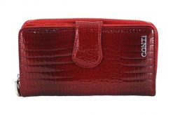 Portfel skórzany damski lakierowany - Czerwony. Czerwone portfele damskie CONTI, z lakierowanej skóry. Za 164.99 zł.