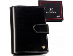 Portfel skórzany Rovicky 22313L-RVT czarny. Czarne portfele męskie ROVICKY, bez wzorów. Za 109.99 zł.