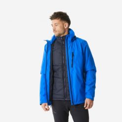 Kurtka turystyczna męska zimowa Quechua SH500 3w1 mountain -10°C wodoodporna. Kurtki męskie FORCLAZ, na zimę, l, bez wzorów, z tkaniny, sportowe, bez kaptura. Za 499.99 zł.