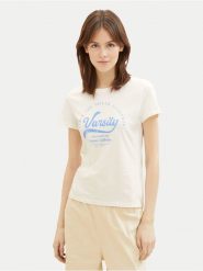 Tom Tailor Denim T-Shirt 1040185 Biały Regular Fit. Białe t-shirty damskie TOM TAILOR DENIM, l, bez wzorów, z bawełny, bez kołnierzyka, bez ramiączek. Za 79.99 zł.