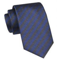 Elegancki Krawat Męski Angelo di Monti - Granat i Grafit, Prążek. Niebieskie krawaty i muchy Angelo di Monti, bez wzorów, z tkaniny, eleganckie. Za 45.00 zł.