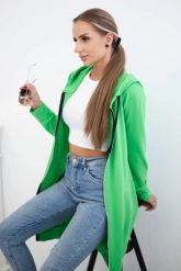 Bluza sukienkowa z kapturem jasna zielona. Zielone bluzy damskie KESI, l, bez wzorów, z bawełny, bez ramiączek, z kapturem. Za 234.40 zł.