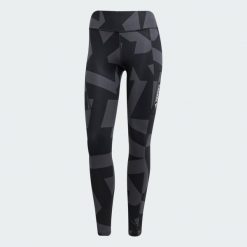 Legginsy Terrex Multi Printed. Brązowe legginsy damskie Adidas, bez wzorów, z dzianiny. Za 329.00 zł.