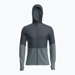 Bluza trekkingowa męska icebreaker Merino 200 RealFleece Descender Zip Hoodie. Niebieskie bluzy męskie Icebreaker, m, bez wzorów, sportowe, bez ramiączek, bez kaptura. Za 549.99 zł.