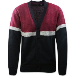 Kardigan, Bordowo-Granatowy w Paski, Sweter Zapinany na Guziki, Elegancki -BRAVE SOUL. Czerwone swetry męskie Brave Soul, m, bez wzorów, dziergany, casualowe, bez kołnierzyka, bez ramiączek. Za 129.00 zł.