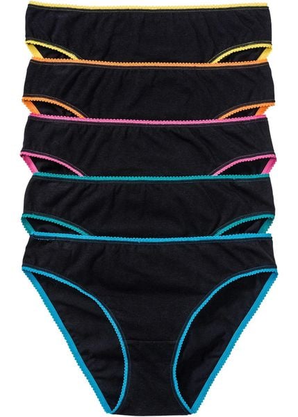 Figi z miękką bawełną (5 par). Czarne majtki damskie bonprix, z bawełny. Za 62.99 zł.