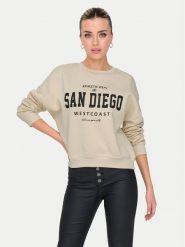 ONLY Bluza 15254183 Beżowy Loose Fit. Brązowe bluzy damskie ONLY, l, bez wzorów, z bawełny, bez ramiączek, bez kaptura. Za 109.99 zł.