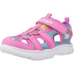 Sandały SKECHERS FLEX SPLASH Rose. Czerwone sandały damskie Skechers, bez wzorów, z syntetyku, bez obcasa, bez zapięcia. Za 184.99 zł.
