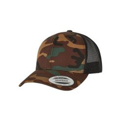 Czapka Trucker Flexfit Retro. Brązowe czapki damskie FLEXFIT, bez wzorów, z bawełny, klasyczne. Za 67.65 zł.