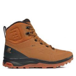 Trekkingi Salomon. Brązowe botki męskie Salomon, bez wzorów, bez obcasa, bez zapięcia. Za 749.99 zł.