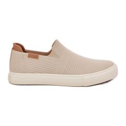 Trampki Damskie Slip-On Big Star RR274721 Beżowe beżowy. Brązowe trampki i tenisówki damskie bez wzorów, z gumy, bez zapięcia. Za 224.56 zł.