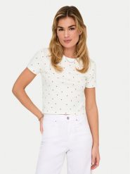 ONLY T-Shirt Fenja 15347986 Biały Slim Fit. Białe t-shirty damskie ONLY, m, bez wzorów, z bawełny, bez kołnierzyka, bez ramiączek. Za 59.99 zł.