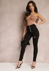 Czarne Jeansy Skinny z Wysokim Stanem Yholo. Czarne jeansy damskie Renee, bez wzorów, z jeansu, klasyczne, z podwyższonym stanem. Za 44.99 zł.