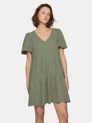 Vila Sukienka letnia Libre 14095564 Khaki Regular Fit. Brązowe sukienki damskie Vila, na lato, m, bez wzorów, z bawełny, bez kołnierzyka, bez ramiączek. Za 99.99 zł.