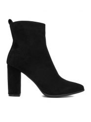 DeeZee Botki E-5133-6 Czarny. Czarne botki damskie DeeZee, bez wzorów, z materiału, bez obcasa, na słupku, bez zapięcia. Za 199.99 zł.