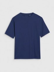 4F T-shirt oversize gładki damski - granatowy XS. Niebieskie t-shirty damskie 4F, xs, bez wzorów, z bawełny, klasyczne, bez kołnierzyka, bez ramiączek. W wyprzedaży za 39.99 zł.