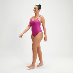 Strój kąpielowy jednoczęściowy damski na basen Speedo Shaping. Czerwone stroje kąpielowe damskie Speedo, s, bez wzorów, z materiału. Za 308.50 zł.