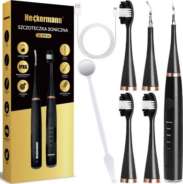 Heckermann Szczoteczka do zębów + scaler Heckermann LC-H156 Czarna. Czarne szczoteczki elektryczne Heckermann. Za 40.99 zł.