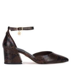 Czółenka Nine West. Brązowe czółenka damskie Nine West, bez wzorów, bez obcasa, bez zapięcia. Za 229.99 zł.