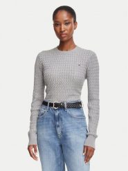 Tommy Hilfiger Sweter WW0WW44993 Szary Regular Fit. Szare swetry nierozpinane damskie Tommy Hilfiger, xl, bez wzorów, z bawełny, bez kołnierzyka, bez ramiączek. Za 529.99 zł.