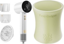 Suszarka SkinVibe SkinVibe Libra AirLoom (SV-002WH) + SkinVibe PonyGadget - Guma do włosów, kremowa, XL (SV-006CR). Białe suszarki do włosów SkinVibe. Za 390.00 zł.