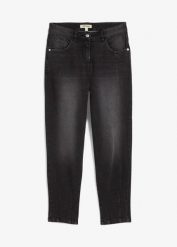 Dżinsy typu barrel, mid waist. Niebieskie jeansy damskie bonprix, bez wzorów, z jeansu. Za 124.99 zł.