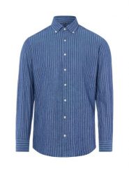 Nils Sundström koszula casual z zawartością lnu Mężczyźni Modern Fit Bawełna niebieski, L. Niebieskie koszule męskie Nils Sundström, l, bez wzorów, z bawełny, casualowe, bez kołnierzyka, bez ramiączek. Za 199.95 zł.