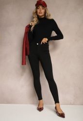 Czarne Jeansy z Bawełną Skinny High Waist Push Up Totanna. Czarne jeansy damskie Renee, bez wzorów, z bawełny, biznesowe, z podwyższonym stanem. Za 59.99 zł.