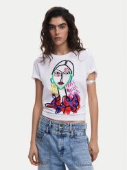 Desigual T-Shirt Misuri 25SWTKA9 Biały Regular Fit. Białe t-shirty damskie Desigual, m, bez wzorów, z bawełny, bez kołnierzyka, bez ramiączek. Za 139.99 zł.