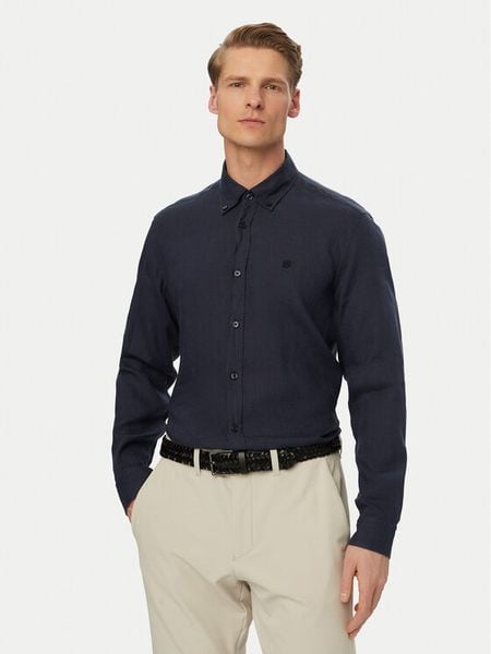 BOSS Koszula H-Liam 50556077 Granatowy Regular Fit. Niebieskie koszule męskie Boss, l, bez wzorów, ze lnu, bez kołnierzyka, bez ramiączek. Za 371.99 zł.