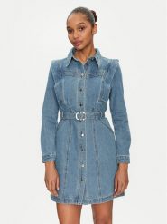 Morgan Sukienka jeansowa 251-RICOLI Szary Regular Fit. Szare sukienki damskie Morgan, bez wzorów, z bawełny, bez kołnierzyka, bez ramiączek. Za 239.99 zł.