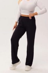 Czarne spodnie bambusowe Marlene z prostą nogawką PLUS SIZE XXL OVERSIZE WIOSNA LATO. Czarne spodnie materiałowe damskie Moda Size Plus Iwanek, na lato, bez wzorów, z dzianiny, eleganckie, plus size, krótkie. Za 179.90 zł.