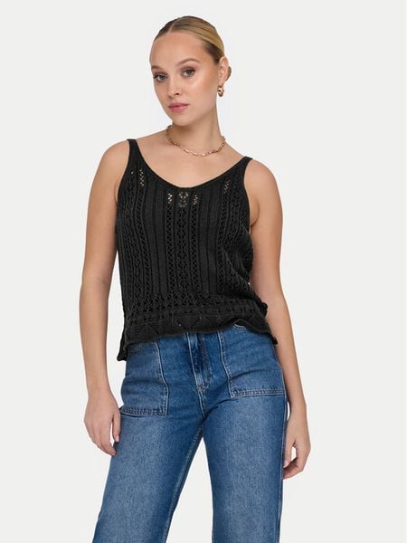 ONLY Top Lyzet 15277573 Czarny Regular Fit. Czarne topy damskie ONLY, s, bez wzorów, z bawełny, bez kołnierzyka, bez ramiączek. Za 53.99 zł.