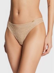 Gossard Stringi Glossies 13006 Beżowy. Brązowe majtki damskie Gossard, z syntetyku. Za 69.99 zł.