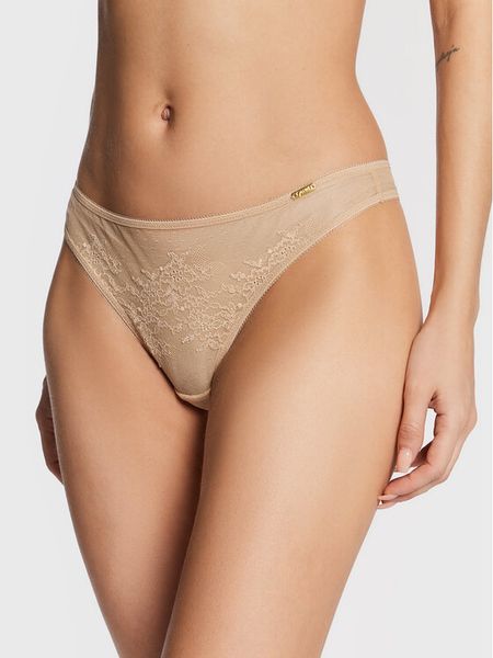 Gossard Stringi Glossies 13006 Beżowy. Brązowe majtki damskie Gossard, z syntetyku. Za 89.99 zł.