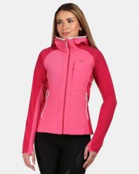Damska kurtka softshell Kilpi BALEO-W. Czerwone kurtki sportowe damskie Kilpi, bez wzorów, z materiału, bez ramiączek, bez kaptura, do biegania. Za 422.05 zł.