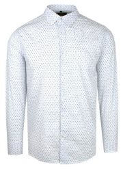 Elegancka Koszula o Taliowanym Kroju - Victorio - Biała, Mały Wzór. Białe koszule męskie Victorio, uniwersalny, bez wzorów, z bawełny, eleganckie, bez kołnierzyka, bez ramiączek. Za 195.00 zł.