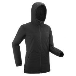 Kurtka narciarska damska Wedze 100. Czarne kurtki sportowe damskie WED'ZE, na zimę, xl, bez wzorów, z materiału, bez ramiączek, bez kaptura, narciarskie. Za 199.99 zł.