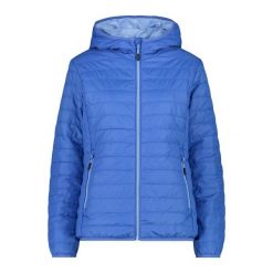 Damska kurtka z kapturem CMP. Niebieskie kurtki sportowe damskie CMP, na zimę, bez wzorów, z puchu, bez ramiączek, z kapturem, narciarskie. Za 387.00 zł.