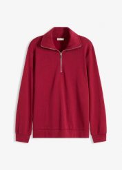 Sweter oversize ze stójką z zamkiem. Niebieskie swetry nierozpinane damskie bonprix, bez wzorów, bez kołnierzyka, bez ramiączek. Za 82.99 zł.