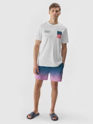 4F T-shirt z nadrukiem męski - biały M. Białe t-shirty męskie 4F, m, z aplikacjami, z bawełny, bez kołnierzyka, bez ramiączek. W wyprzedaży za 39.99 zł.