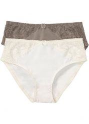 Figi maxi z koronką (2 pary). Białe majtki damskie bonprix, z koronki. Za 77.99 zł.