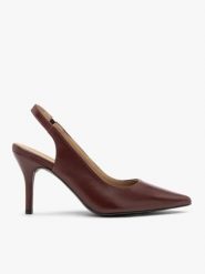 Bordowe czółenka slingback bez pięty. Czerwone czółenka damskie Brawo sp. z o.o., bez wzorów, ze skóry, eleganckie, bez obcasa, na obcasie, bez zapięcia. Za 399.99 zł.