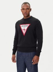 Guess Jeans Sweter M4BR32 Z3HM1 Czarny Regular Fit. Czarne swetry męskie Guess Jeans, m, z aplikacjami, z bawełny, bez kołnierzyka, bez ramiączek. Za 329.99 zł.